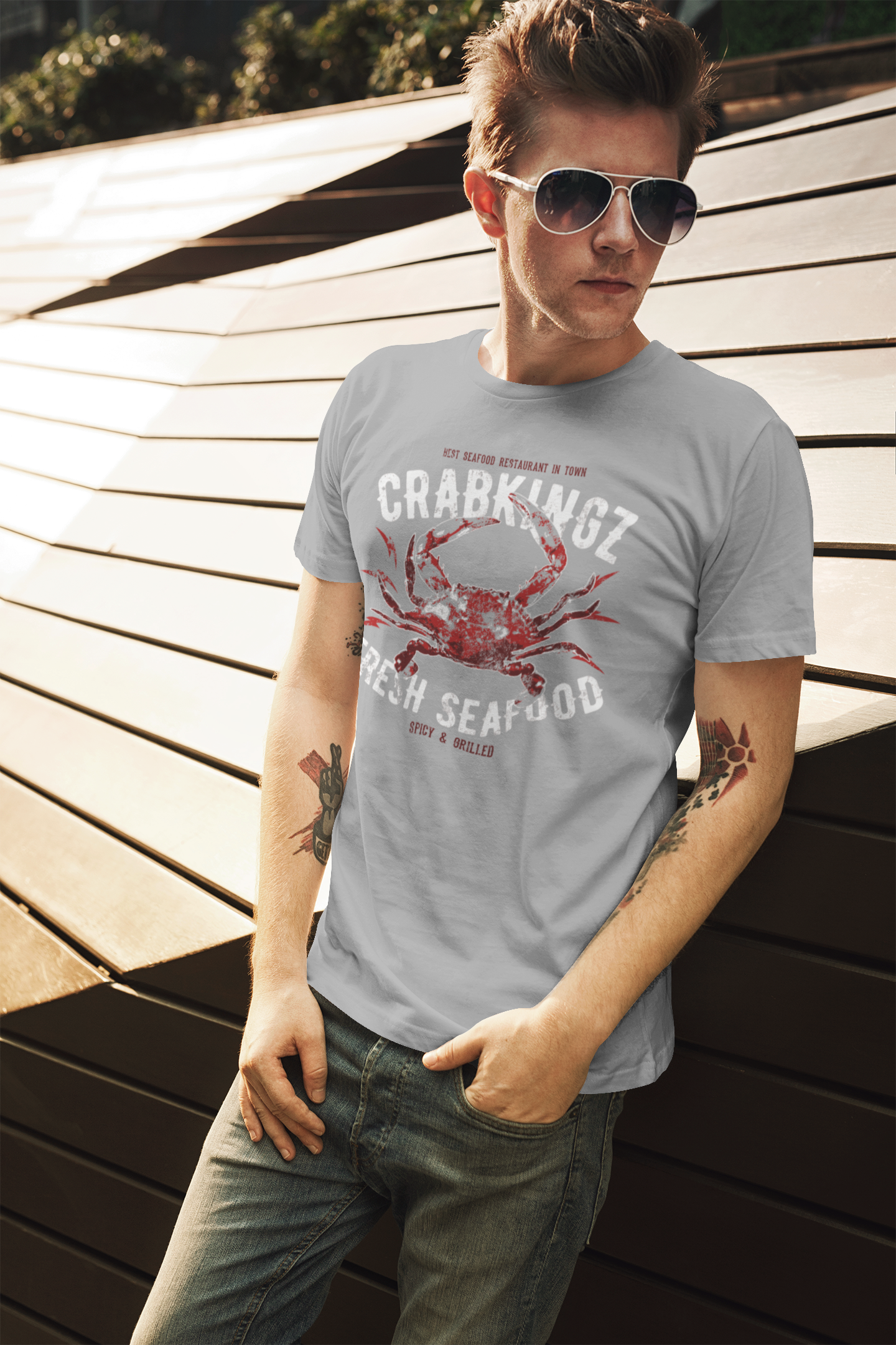 ULTRABASIC Men's Graphic T-Shirt Crab Kingz - Seafodd Shirt for Men