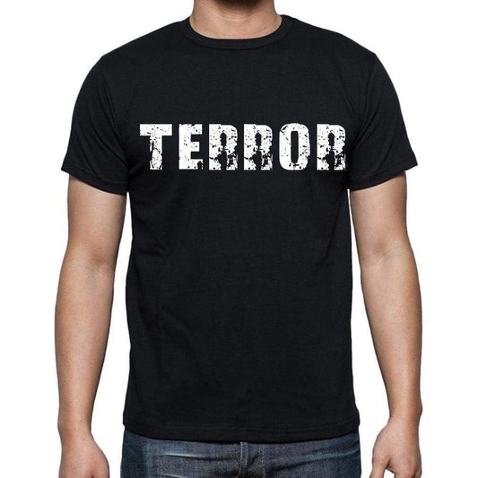 Terror White Letters Mens Short Sleeve Round Neck T-Shirt 00007