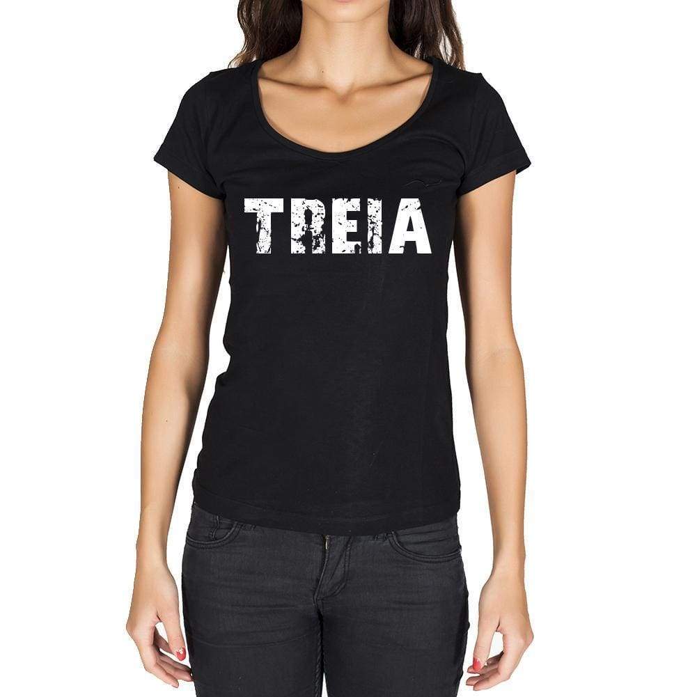 Treia German Cities Black Womens Short Sleeve Round Neck T-Shirt 00002 - Casual
