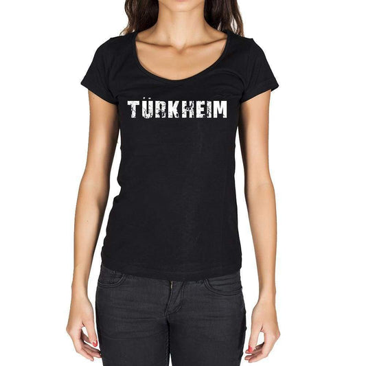 Türkheim German Cities Black Womens Short Sleeve Round Neck T-Shirt 00002 - Casual