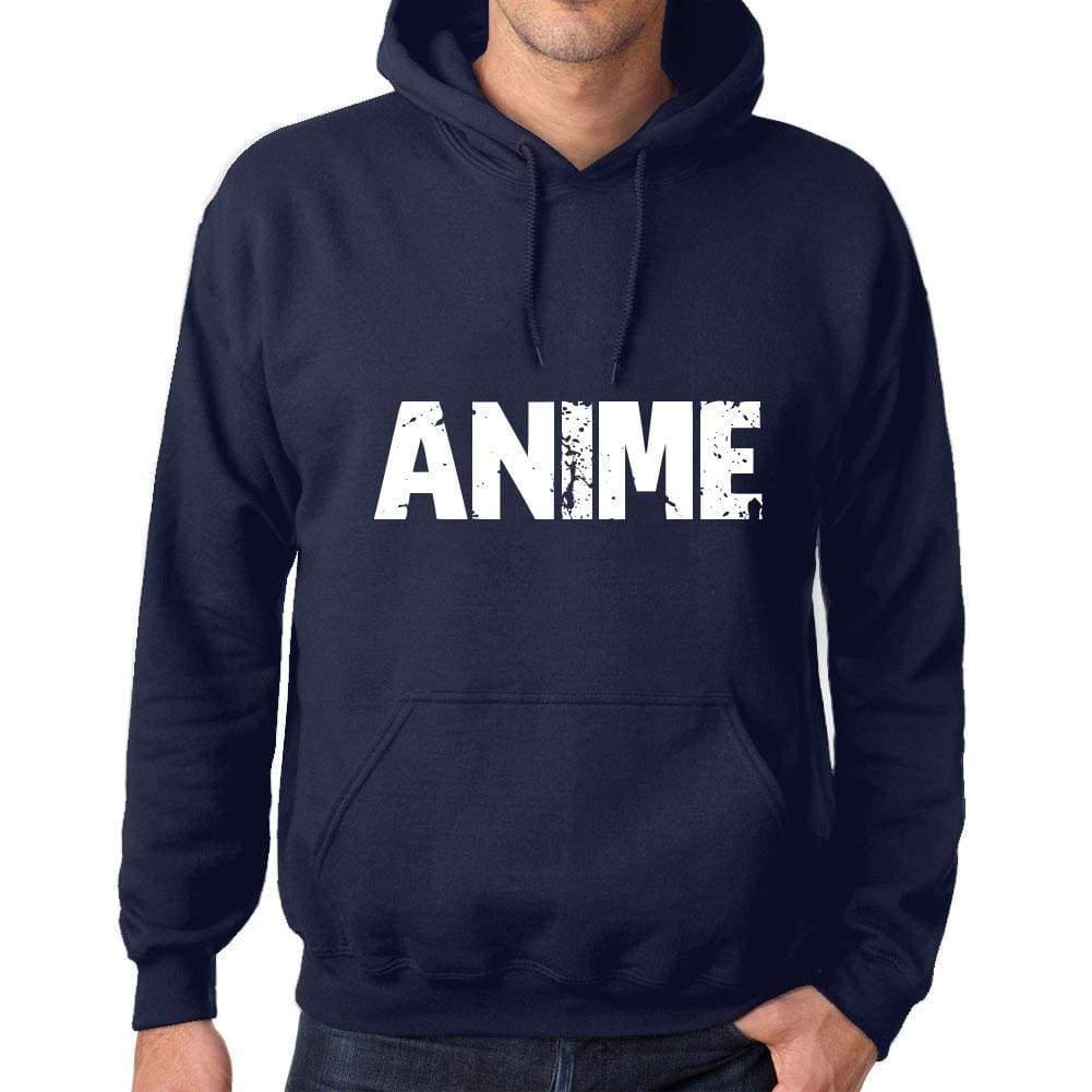 Unisex Printed Graphic Cotton Hoodie Popular Words Anime French Navy - French Navy / Xs / Cotton - Hoodies