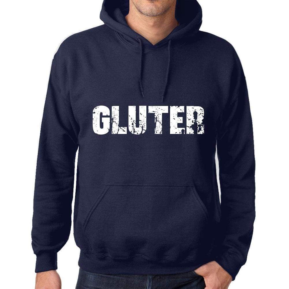 Unisex Printed Graphic Cotton Hoodie Popular Words Gluter French Navy - French Navy / Xs / Cotton - Hoodies