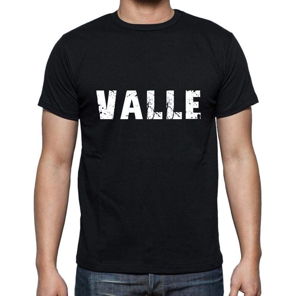 valle Men's Short Sleeve Round Neck T-shirt , 5 letters Black , word 00006 - Ultrabasic
