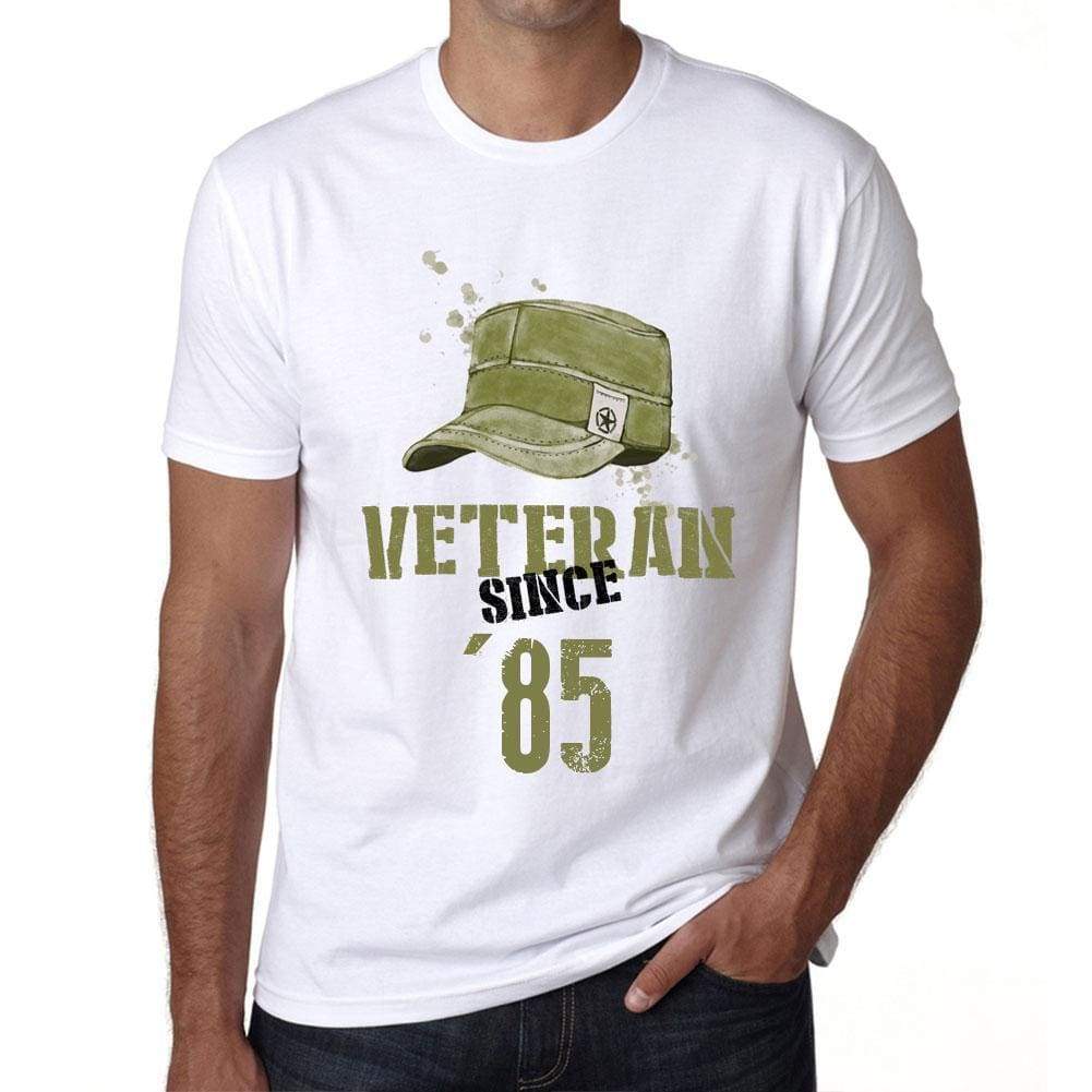 Veteran Since 85 Mens T-Shirt White Birthday Gift 00436 - White / Xs - Casual
