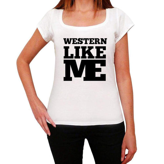 Western Like Me White Womens Short Sleeve Round Neck T-Shirt - White / Xs - Casual