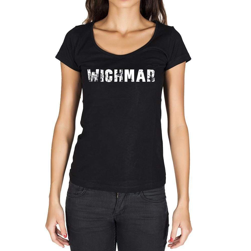 Wichmar German Cities Black Womens Short Sleeve Round Neck T-Shirt 00002 - Casual